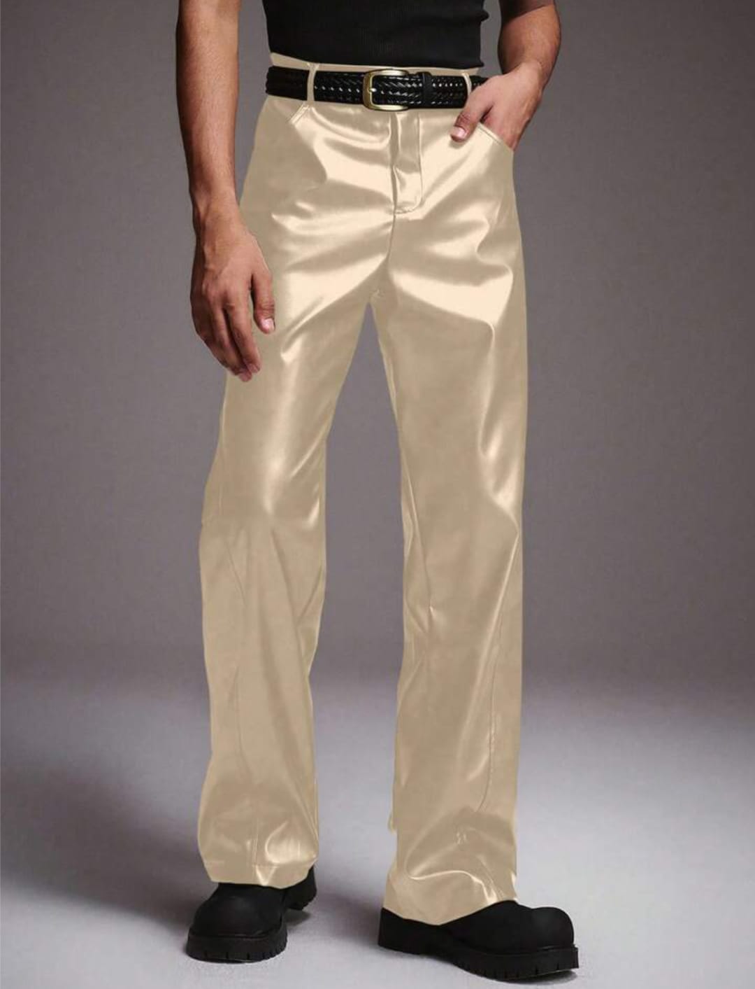 Men's Straight-Leg Trousers – High-Waist Relaxed Fit Fashion Pants